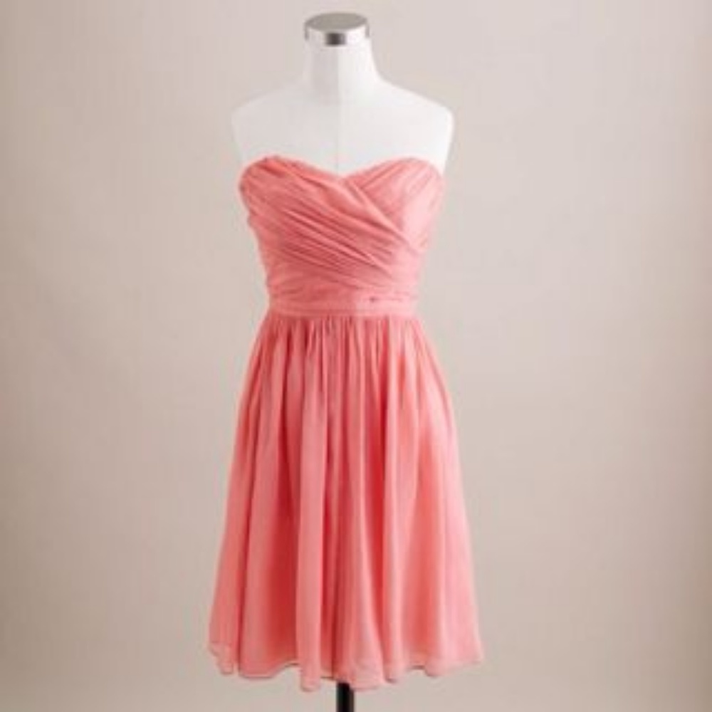 J Crew | Arabella Silk Coral Strapless Dress